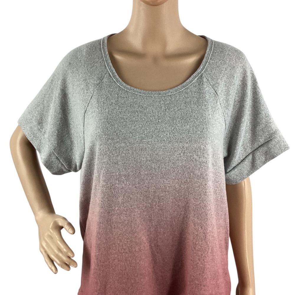Lucky Brand Hacci Ombré Lounge Sleep T-Shirt Gray Rose M - Picture 2 of 6